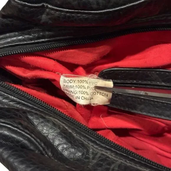 Steve Madden Y2K Black Floral Satchel Bag Pebbled Faux Leather - Picture 9 of 9